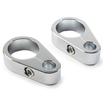 2X Brake Clutch Cable Wire Clamp Clip for Harley (1'' Handlebar, Chrome)