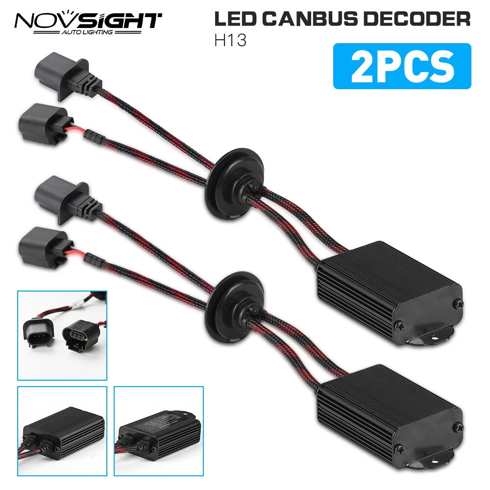 H13 LED Headlight Combo for Novsight (Canbus Anti Flicker Resistor Decoder)