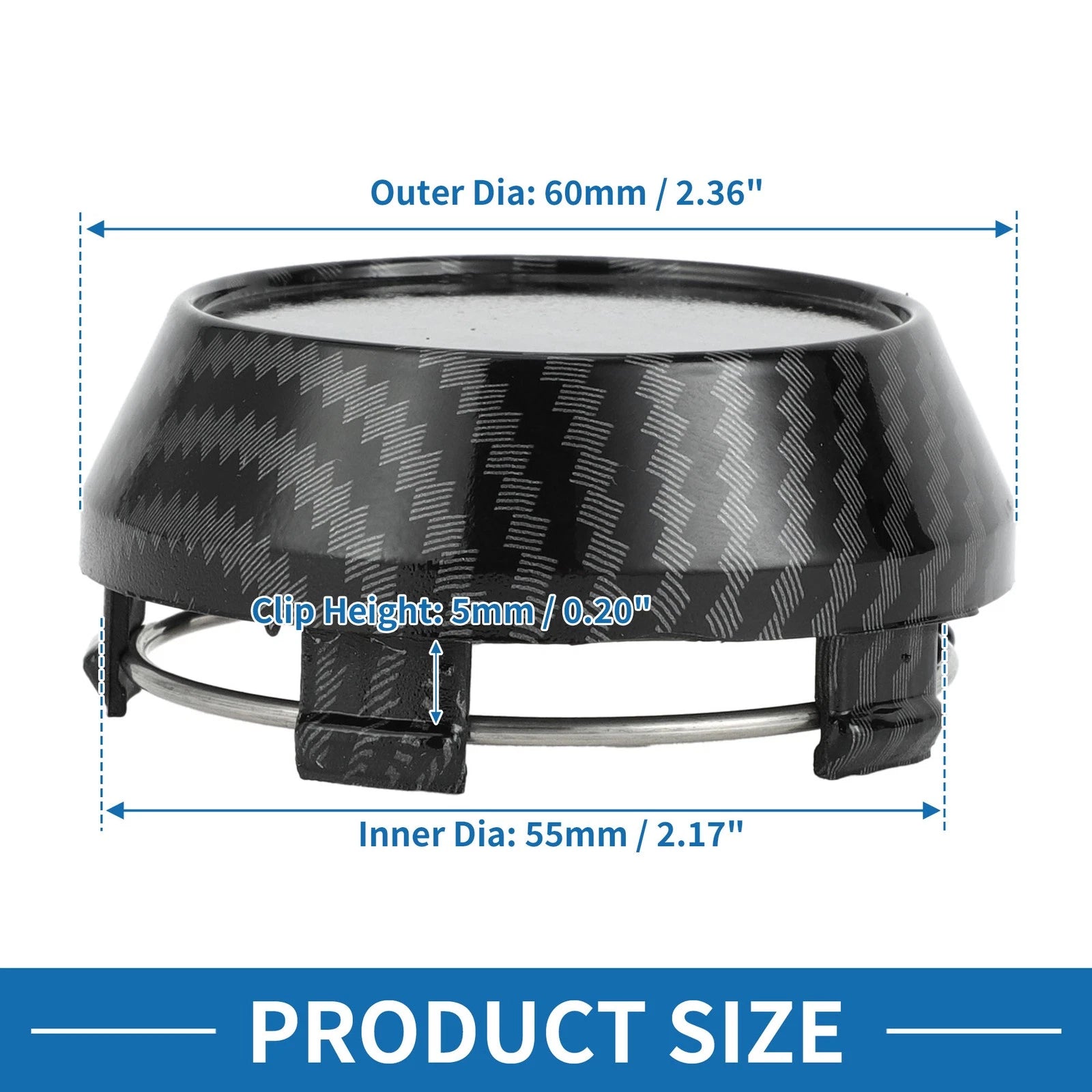 60mm Wheel Center Hub Cap for Universal Fit (Carbon Fiber Pattern)