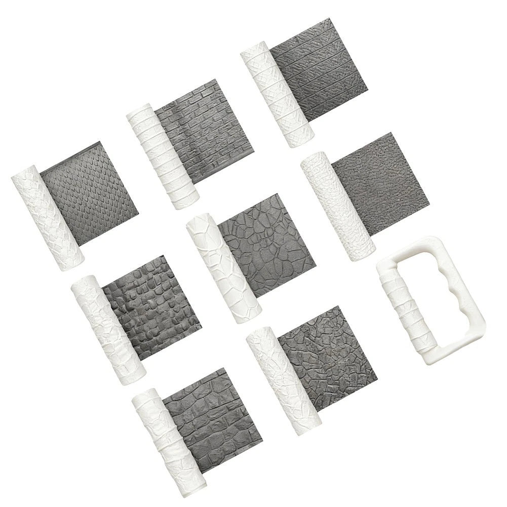 9-Piece Texture Roller Set for Polymer Clay Sculpting and Crafting
