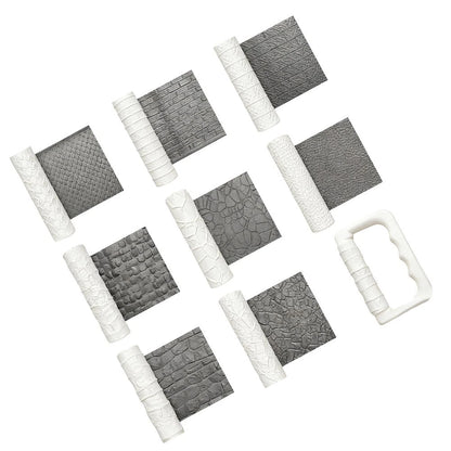 9-Piece Texture Roller Set for Polymer Clay Sculpting and Crafting