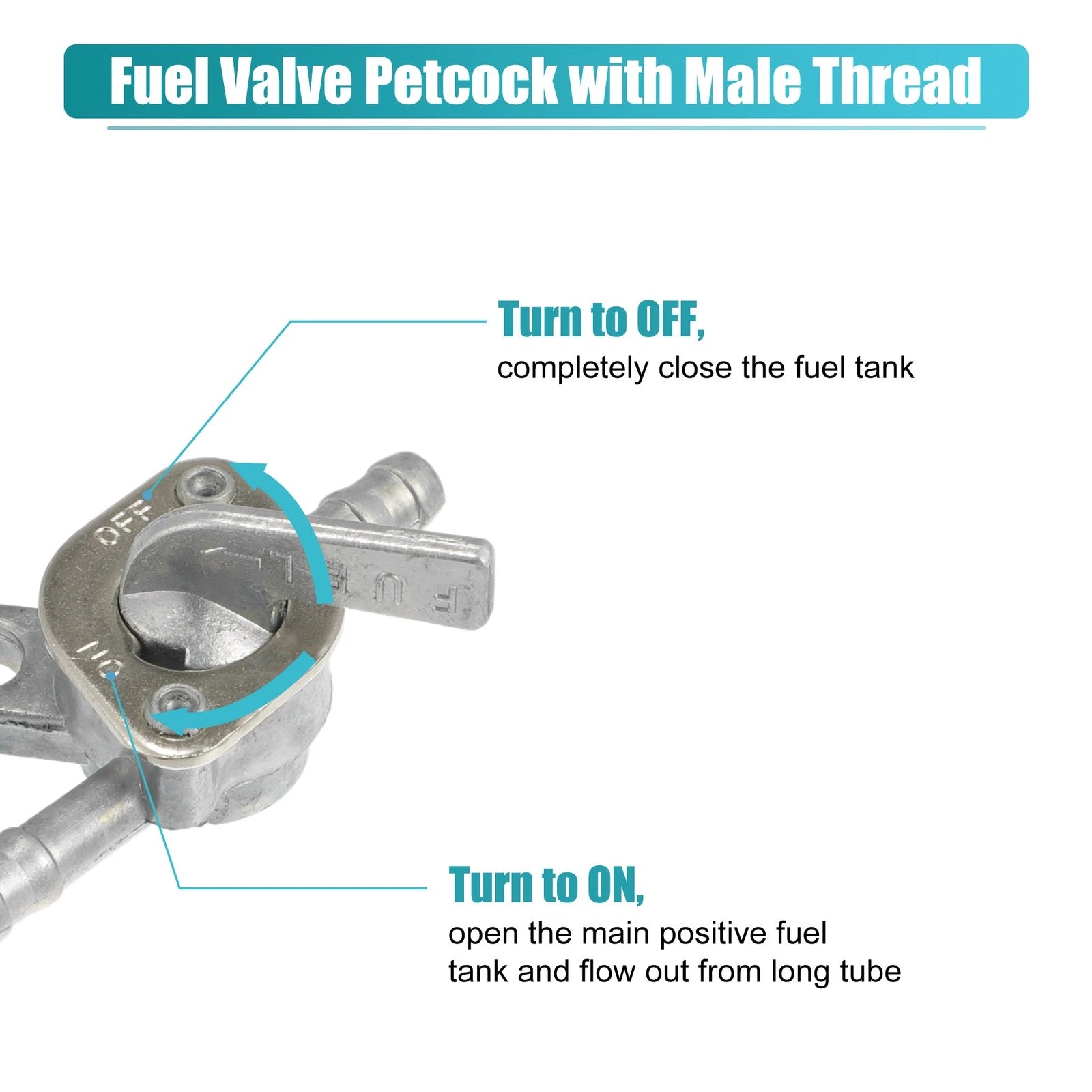 Motorcycle Fuel Valve Petcock Replacement with Male Thread for 50cc Pit Quad (2000–2020)