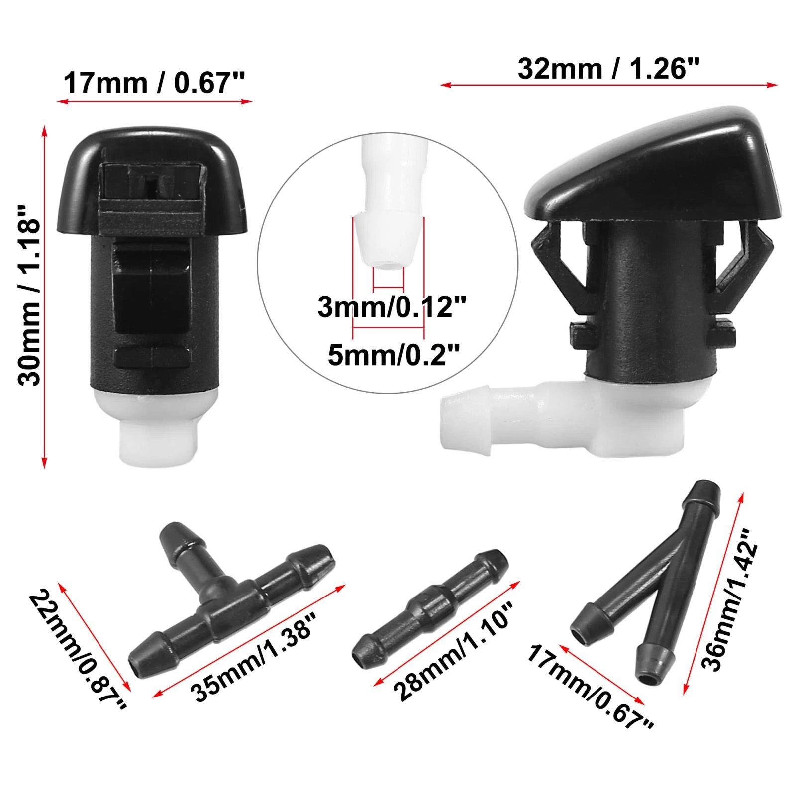 Front Windshield Washer Nozzles Set of 4 for Dodge Durango (2011–2024)