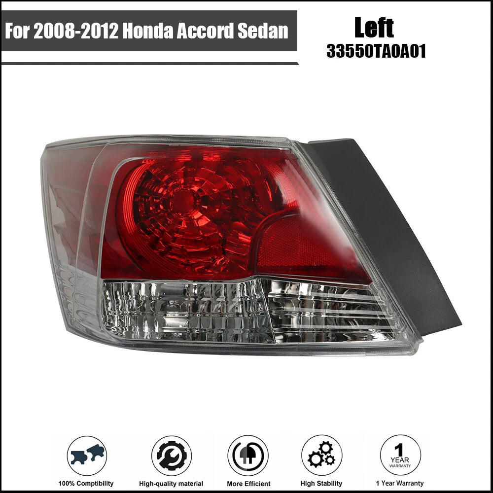 Rear Tail Light for Honda Accord (2008–2012) Driver Left Side Chrome