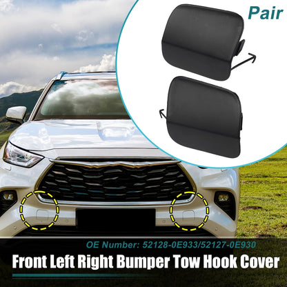 1 Pair Front Bumper Tow Hook Cover for Toyota Highlander (2014–2019) No.52128-0E933 Black