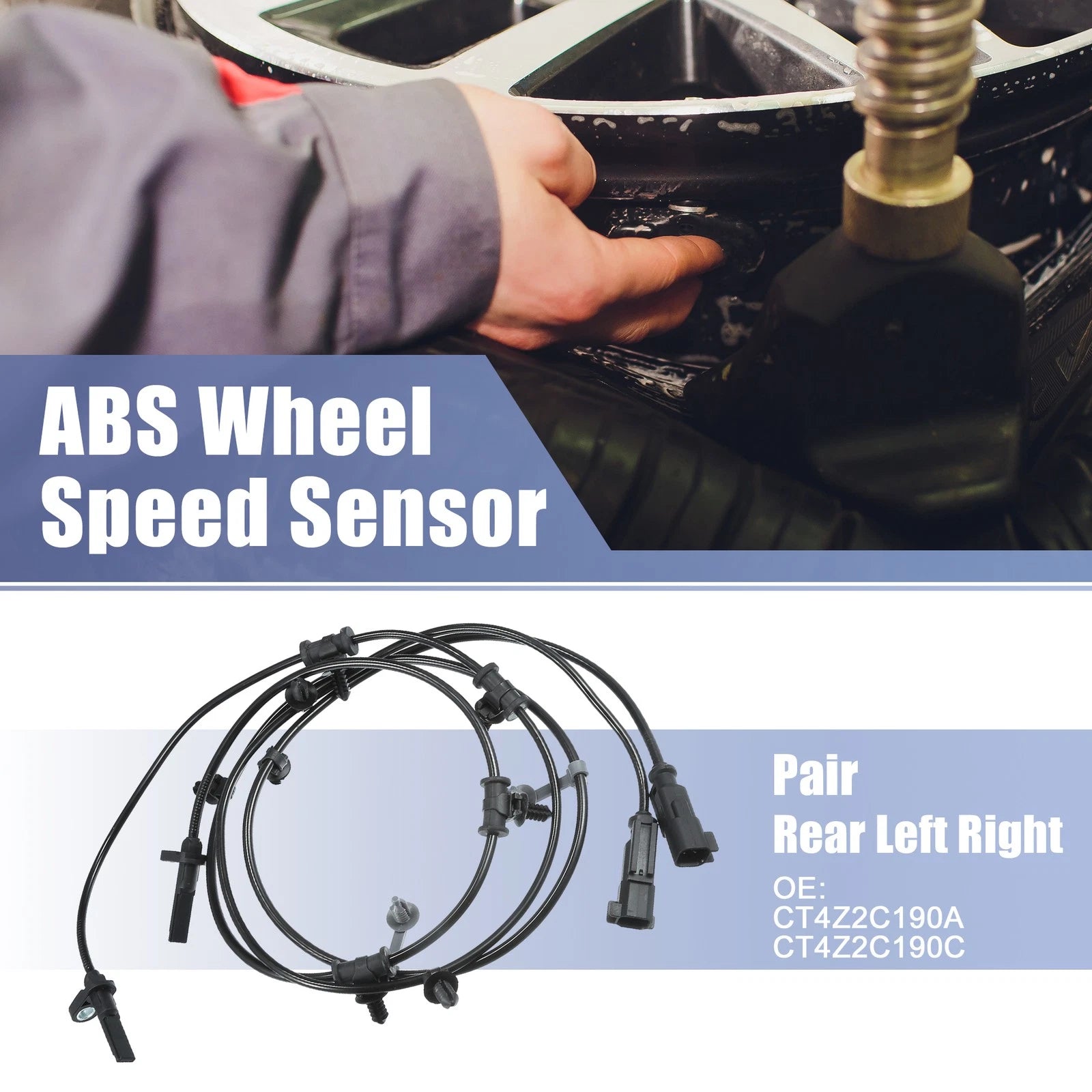 ABS Sensor Pair Rear Left Right Replacement for Ford Edge (2011–2014)