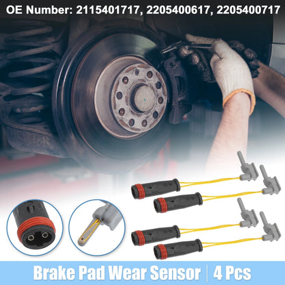 Front Rear Brake Pad Wear Sensor Lead for Mercedes-Benz (Black Gold Tone) (4 Pcs)