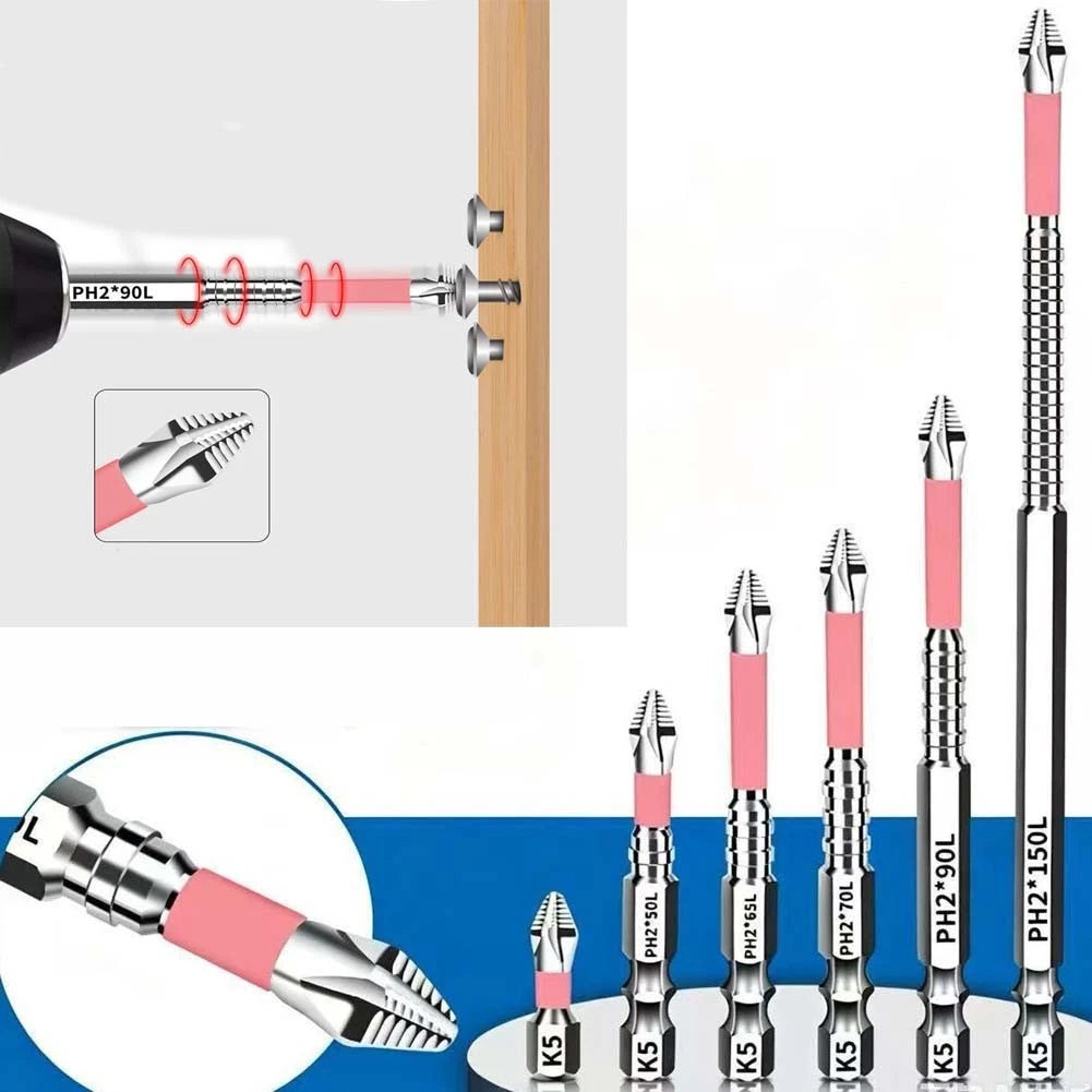 Set of 6 PH2 Magnetic Screwdriver Bits for (25mm–150mm)