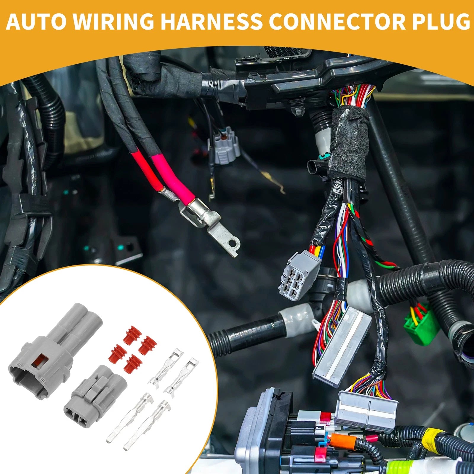 2 Pin Auto Wiring Harness Connector Plug for Honda (1 Set) (2000–2024)
