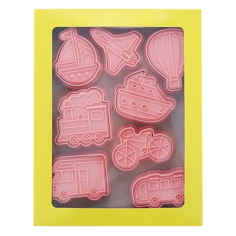 8-Piece Vehicle Theme Cookie Cutters Set - Train, Ship, Airplane