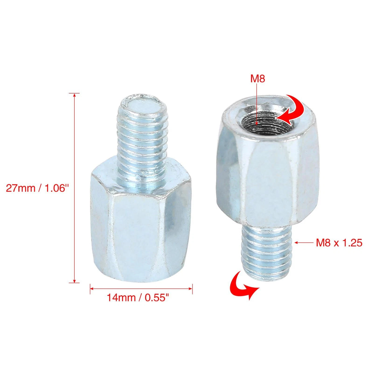 Rearview Mirror Adapter Right Hand to Left Hand 8mm for Motorcycle Bike (5)