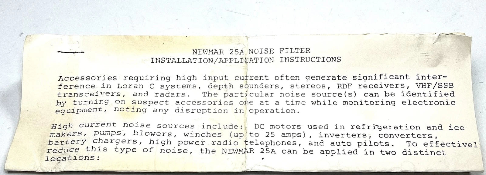 Noise Filter for Newmar 25A Powerline (OEM)