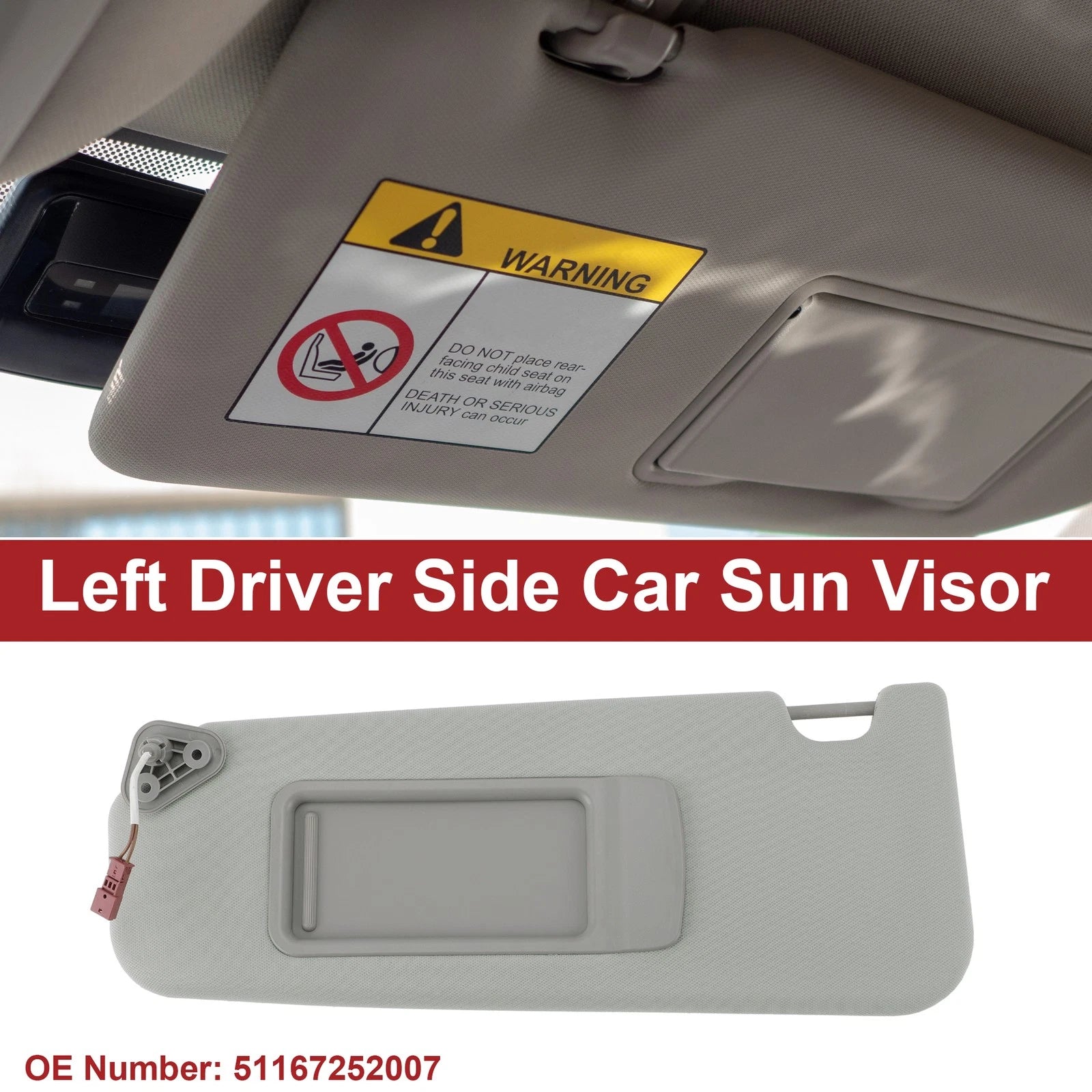 Left Sun Visor for BMW 3 Series E90 E91 (2005–2013) No. 51167252007