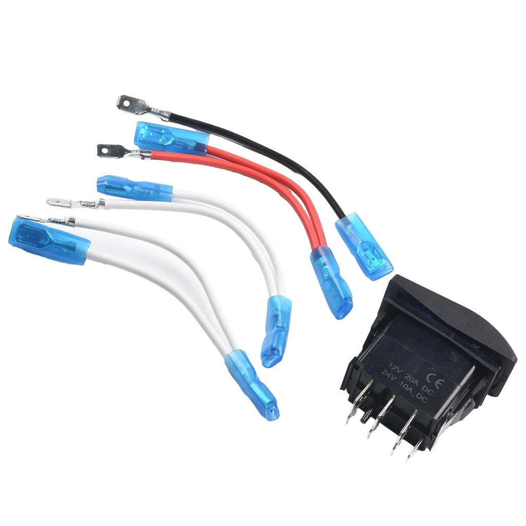 Rocker Switch Bipolar Double End Blue LED Light DPDT for Universal Use