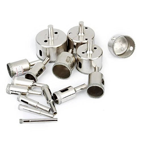 15pcs Diamond Hole Saw Set for Glass Tile Granite Marble Core Drill Bit