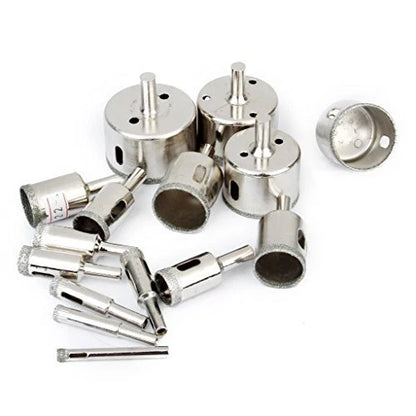 15pcs Diamond Hole Saw Set for Glass Tile Granite Marble Core Drill Bit