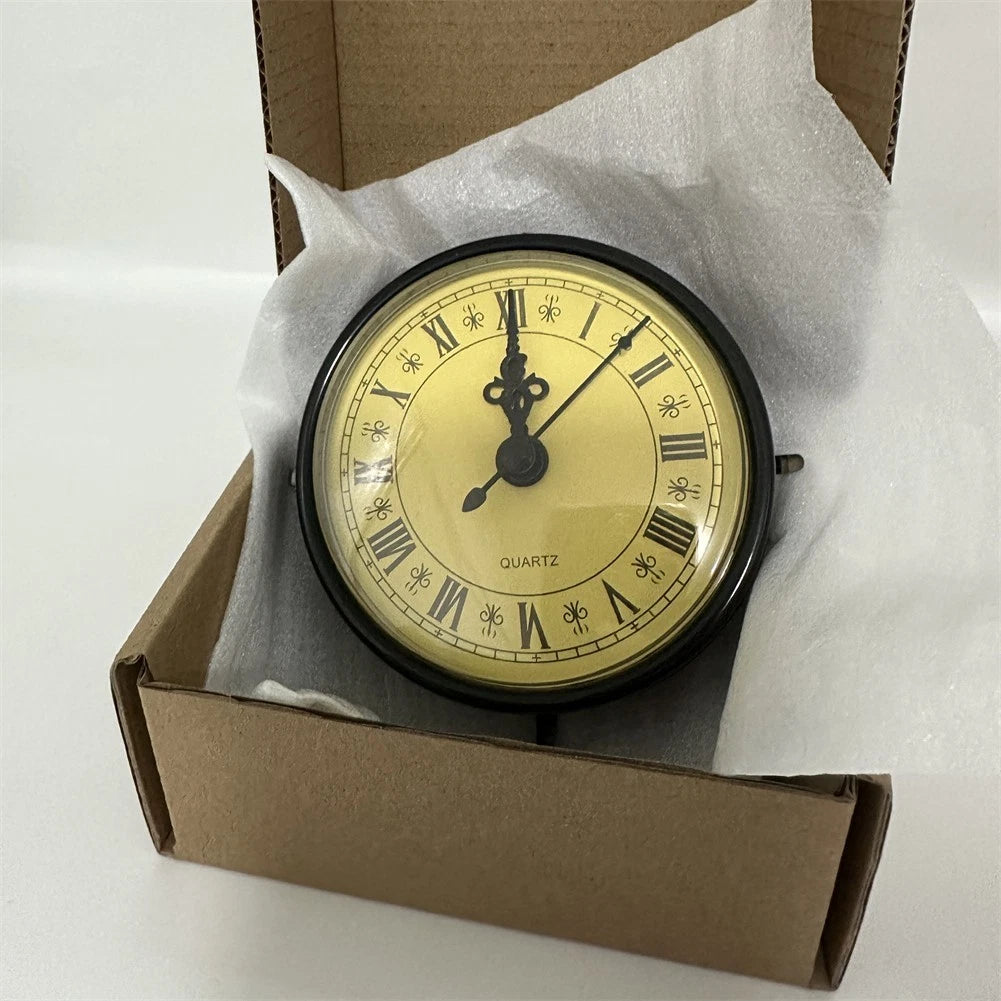 80MM Quartz Clock Insert with Roman Numerals for DIY Retro Yellow Face