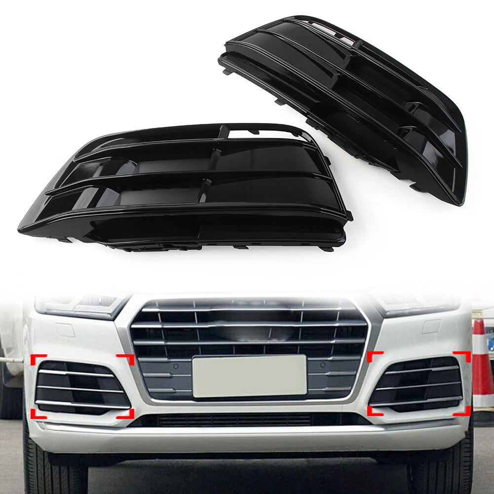 Pair Front Bumper Fog Light Grille Grill Cover For Audi Q5 SQ5 2018-2022