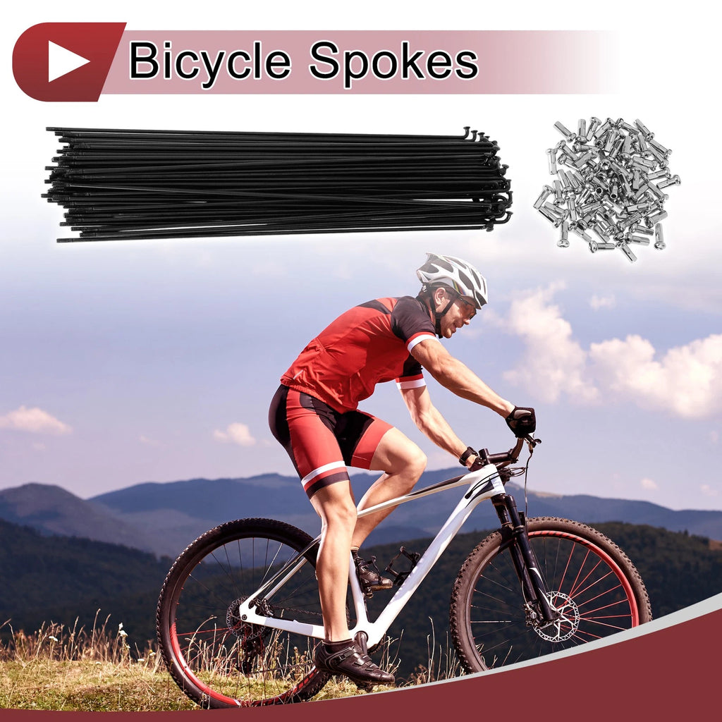 Bicycle Spokes Set 243mm Carbon Steel for 13G 72 Pack Wheel Black