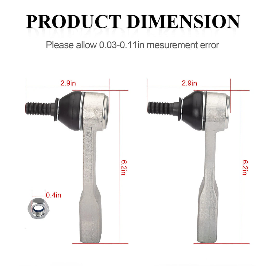 Set of 2 Tie Rod Ends for Polaris RZR 900 1000 General 1000 Ranger 1000 (2015–2024)