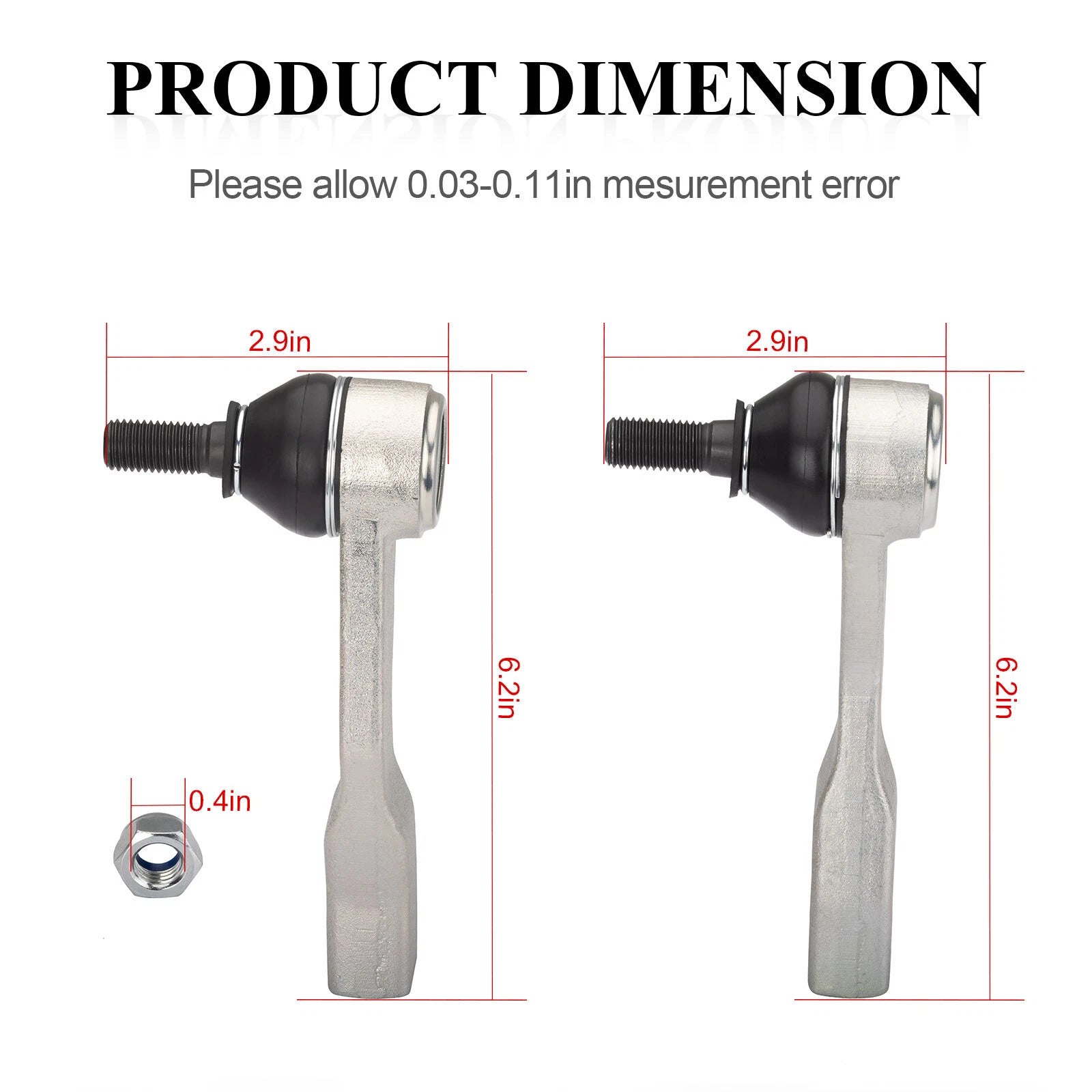 Set of 2 Tie Rod Ends for Polaris RZR 900 1000 General 1000 Ranger 1000 (2015–2024)