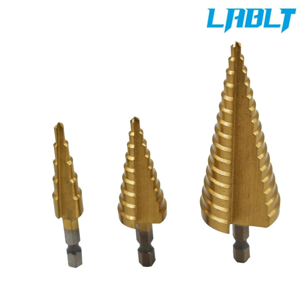 3X HSS Step Drill Bit Set for Universal Use (Titanium Coated)