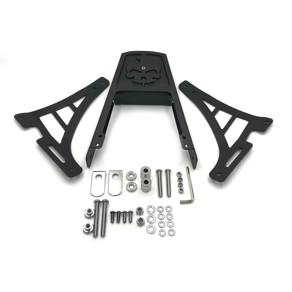 Black Skull Backrest Sissy Bar Leather Pad for Softail FLSTSC FXST FXSTB FXSTS (2000–2017)