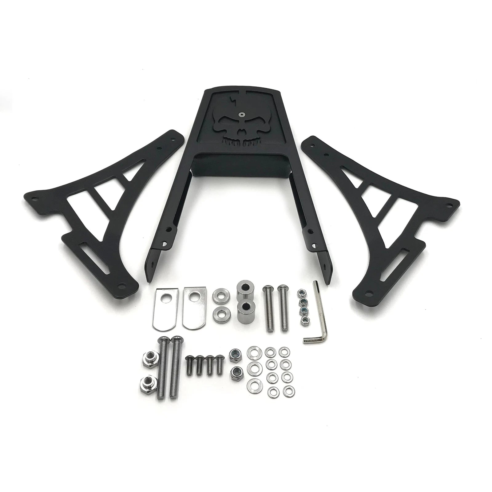 Black Skull Backrest Sissy Bar Leather Pad for Softail FLSTSC FXST FXSTB FXSTS (2000–2017)
