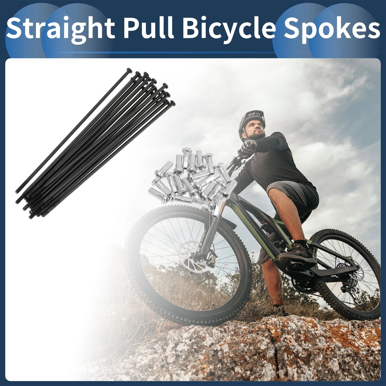 Bicycle Spokes Straight Pull 101mm Carbon Steel Black Set for 14G (1–1)