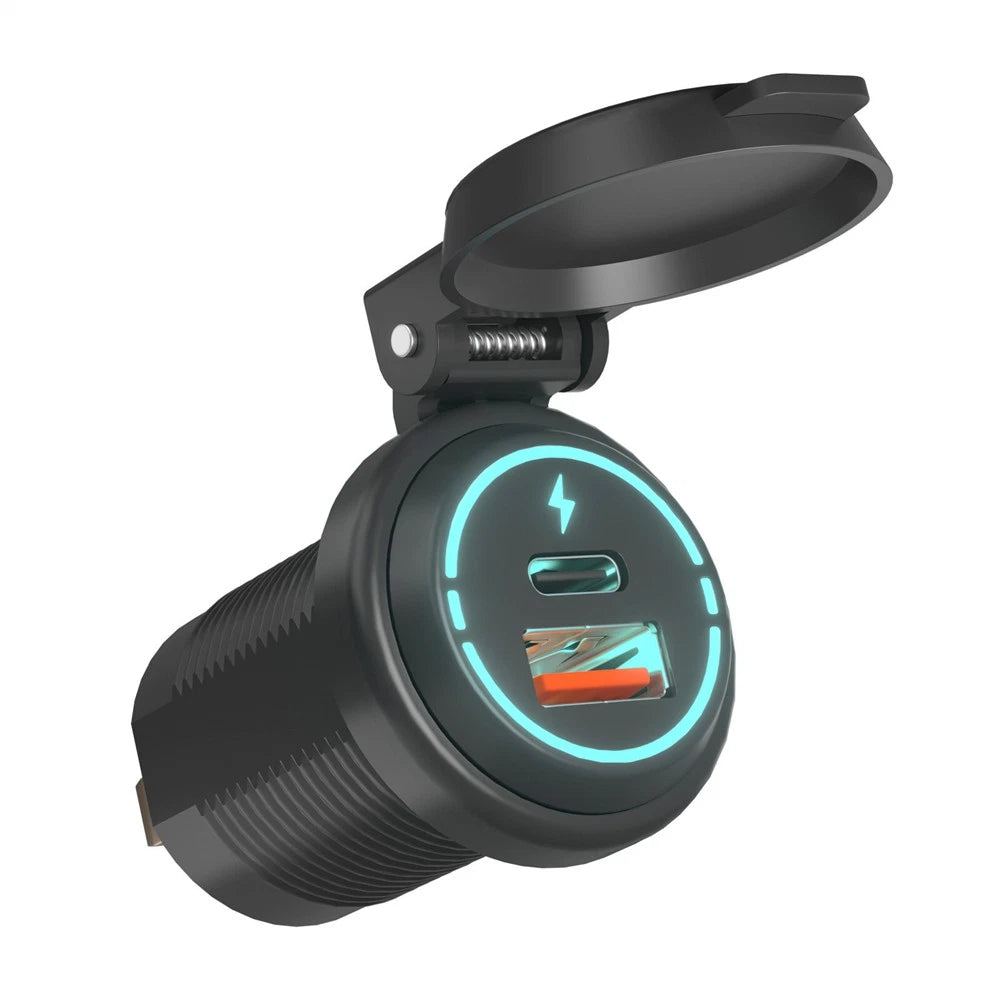 DC12V-24V Charger Cigarette Lighter Socket with USB & Type-C Port