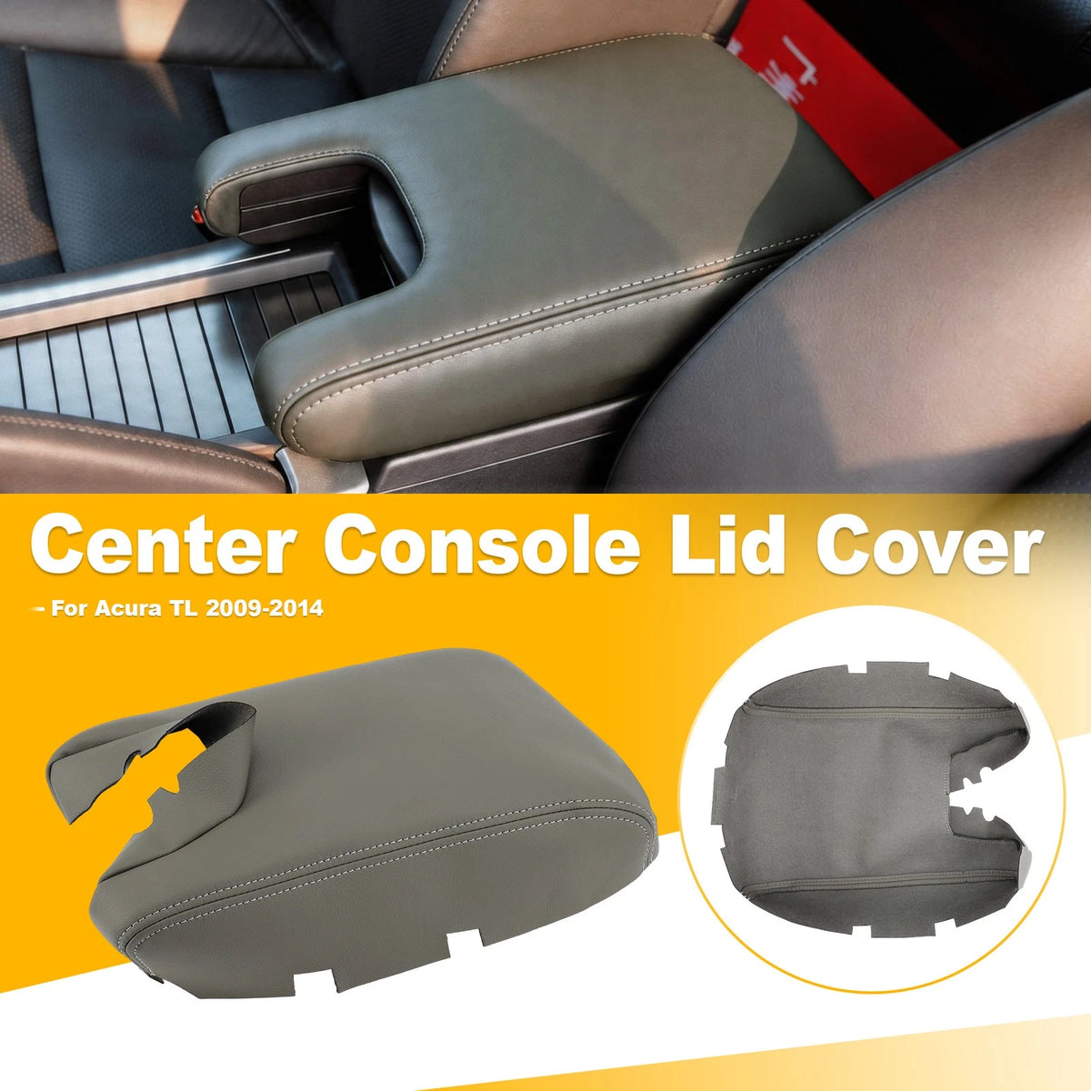 Leather Console Lid Armrest Cover for Acura TL (2009–2014) Grayish Beige