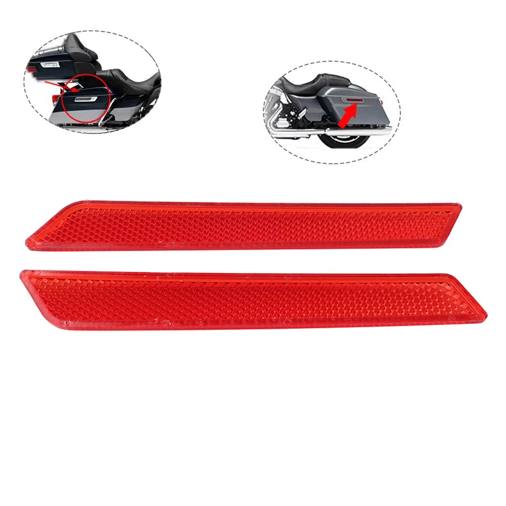 2Pcs Reflectors Saddle Bag Latch Cover for Harley Touring Road FLTRX (2014–Present) Red