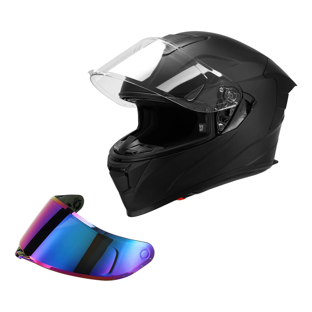Full Face Motorcycle Helmet for DOT (Bluetooth Ready, Dual Visor)