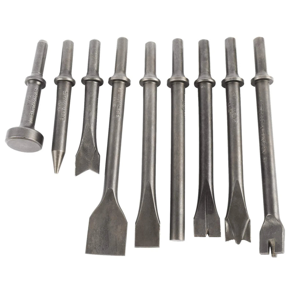 9Pcs Pneumatic Air Hammer Chisel Set 0.39In Shank