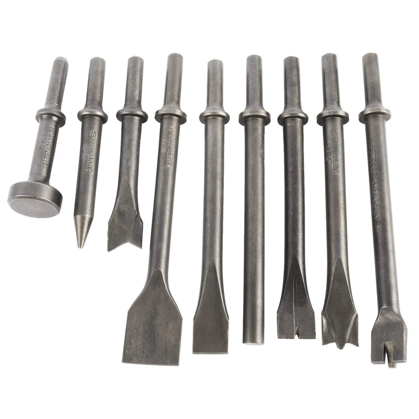 9Pcs Pneumatic Air Hammer Chisel Set 0.39In Shank
