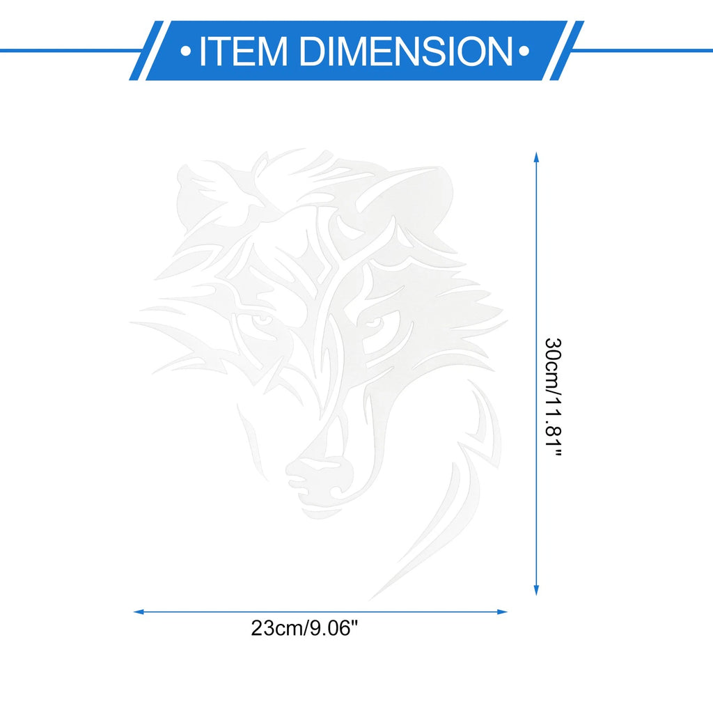 Reflective Bumper Decal for - Silver Tone Wolf Head