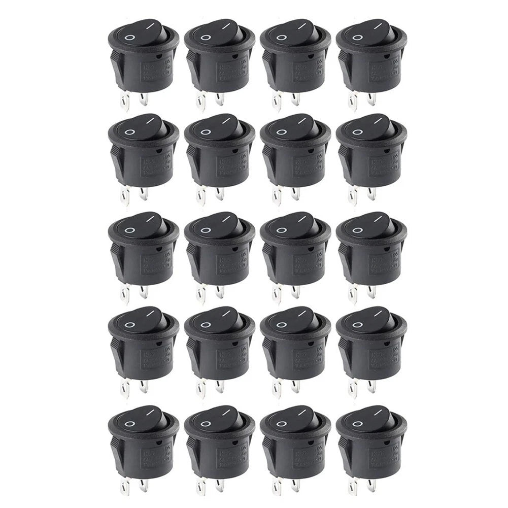 Rocker Switch for KCD1105 (Open 20 OD 23M, Two Pins, Black)