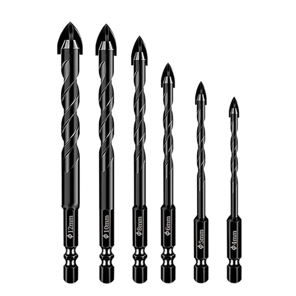 Set of 5 Masonry Drill Bits with Tungsten Carbide Tips for Various Surfaces