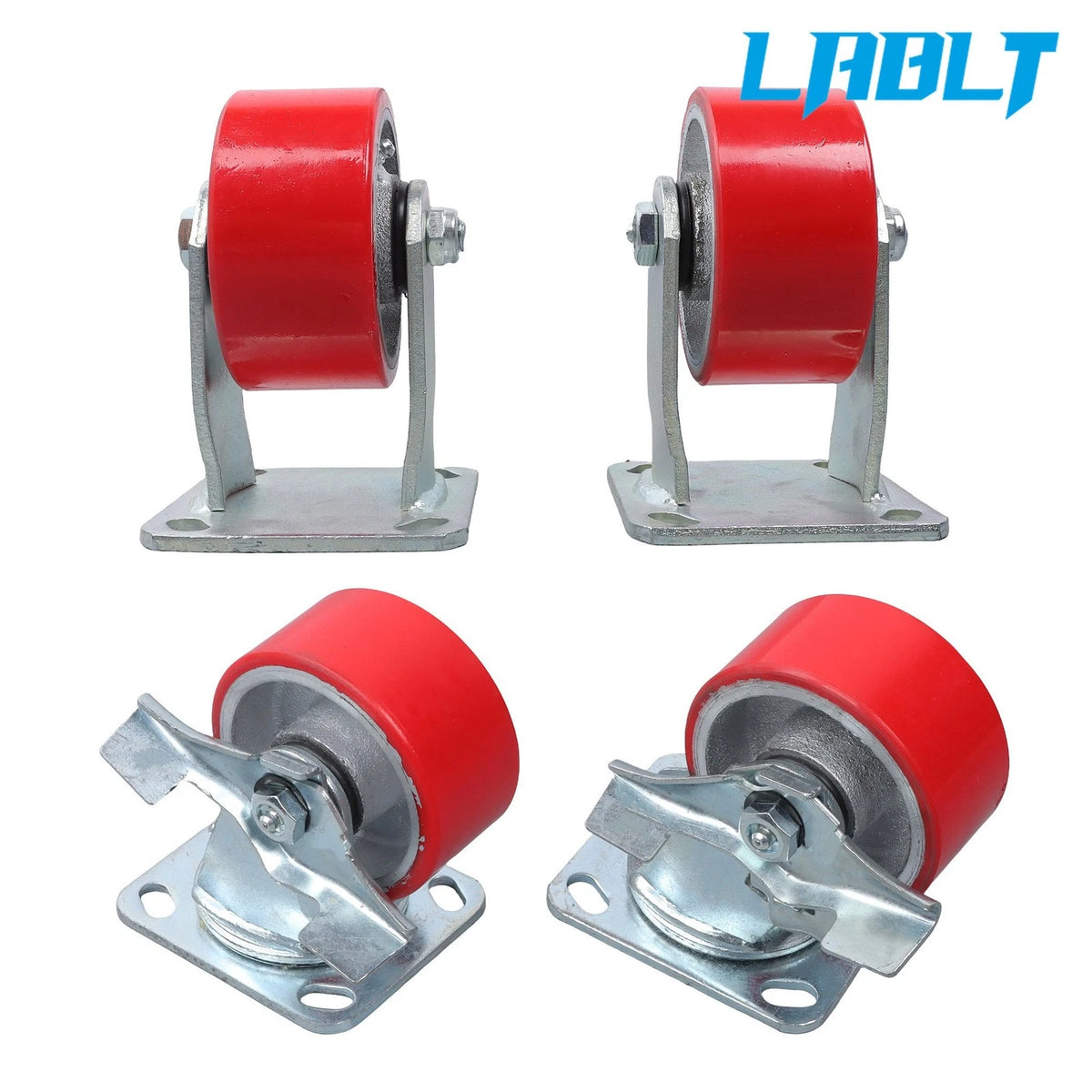 Set of 4 4-Inch Swivel Casters with Side Brakes for LABLT