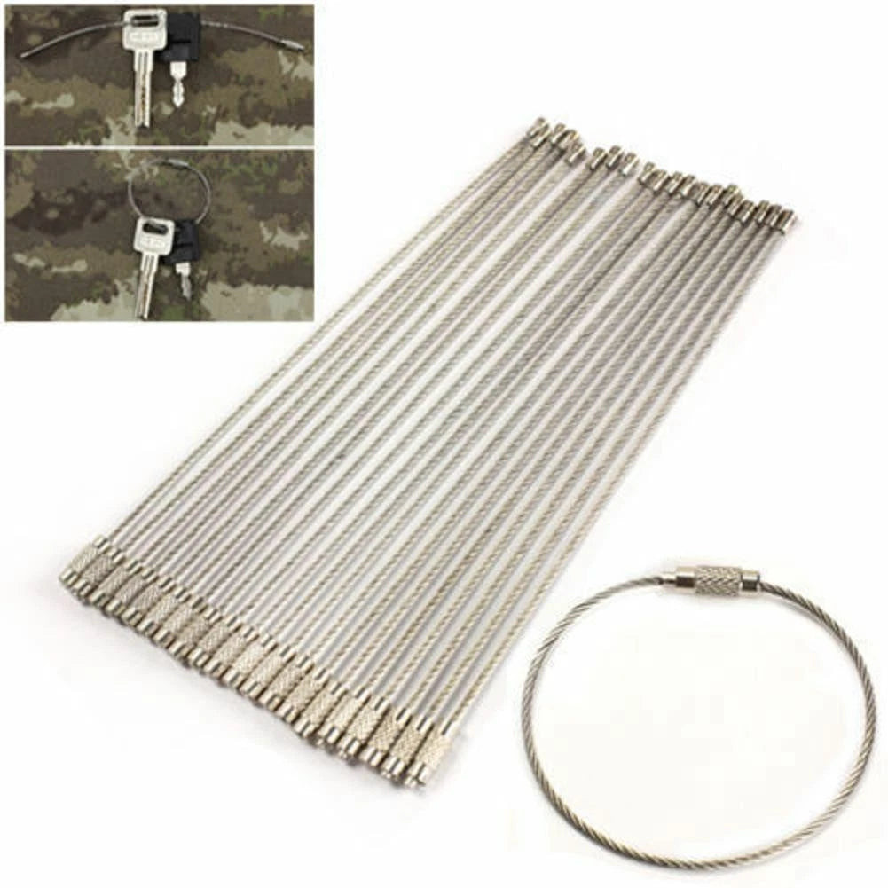 10Pack Stainless EDC Aircraft Cable Wire Key Chain Ring Twist Lock