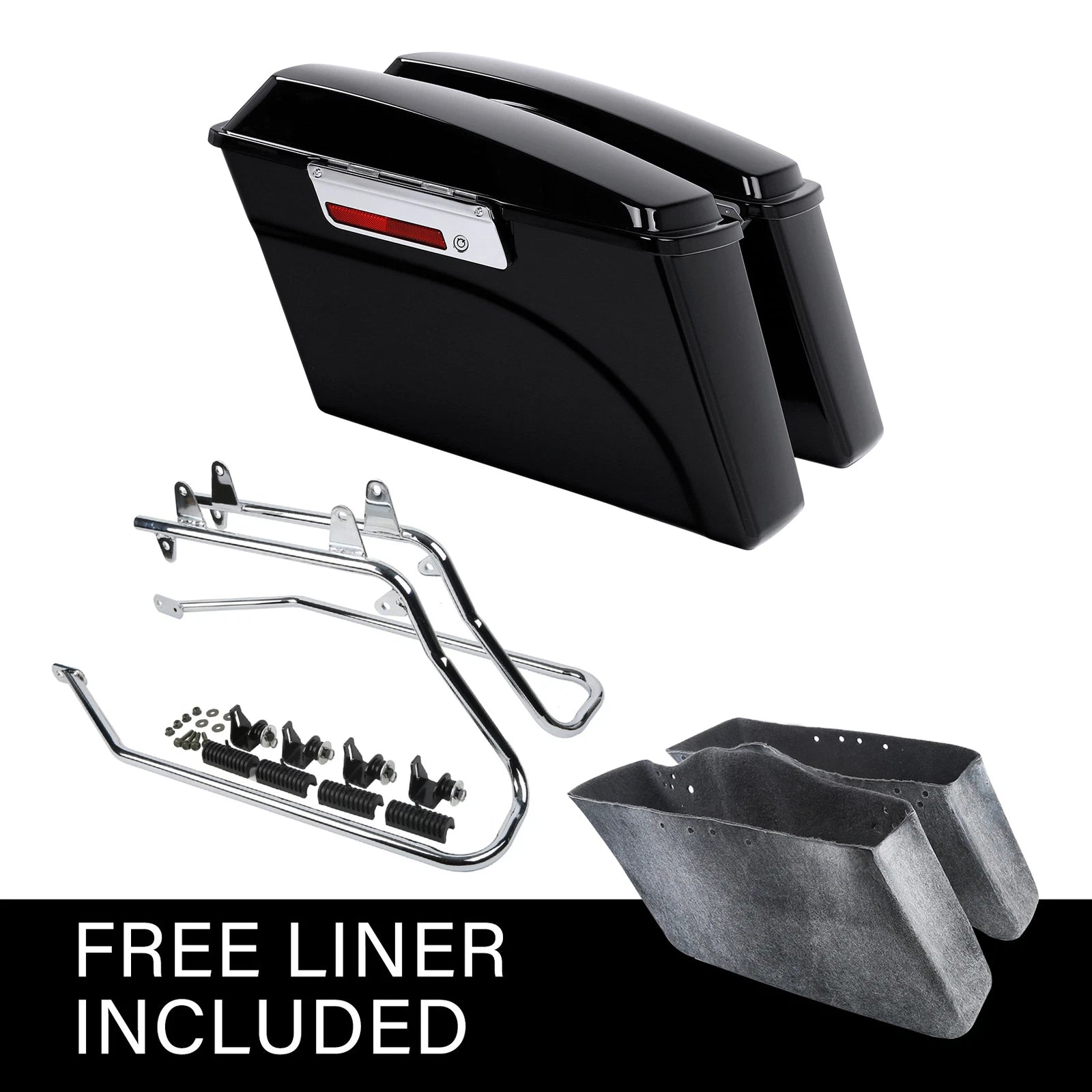 Hard Saddle Bags with Chrome Brackets for Harley Softail (1984–2017)