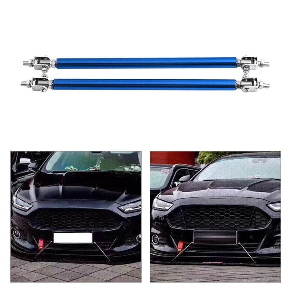 Adjustable Front Bumper Lip Splitter Strut Rod Tie Support Bar Universal Blue