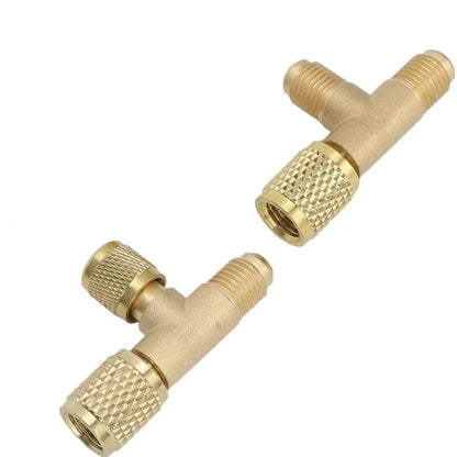 2Pcs Brass Quick Coupler Tee 14in SAE with Valves for Reliable Use