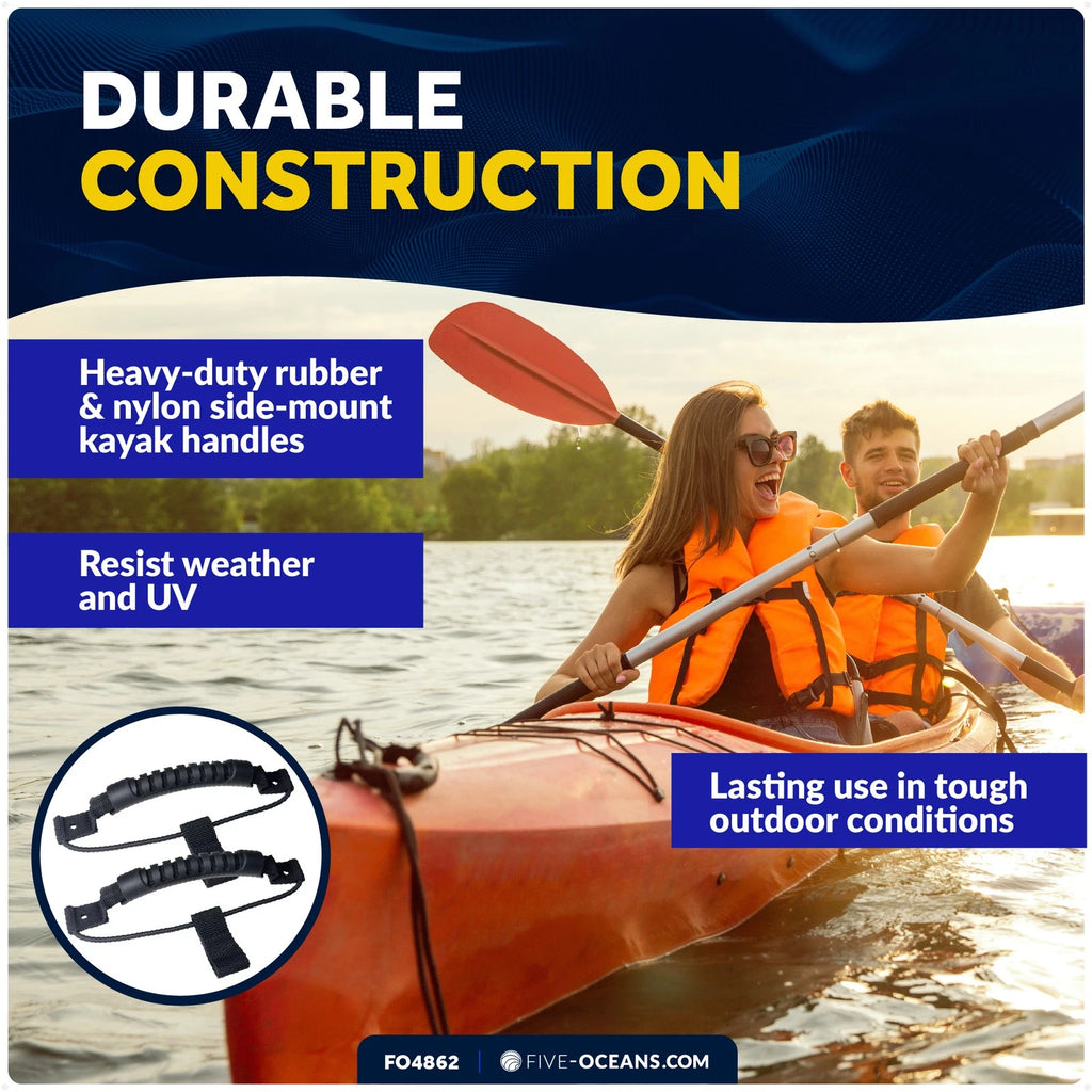 2X Side-Mount Kayak Handles with Bungee Paddle Hook Holder - FO4862