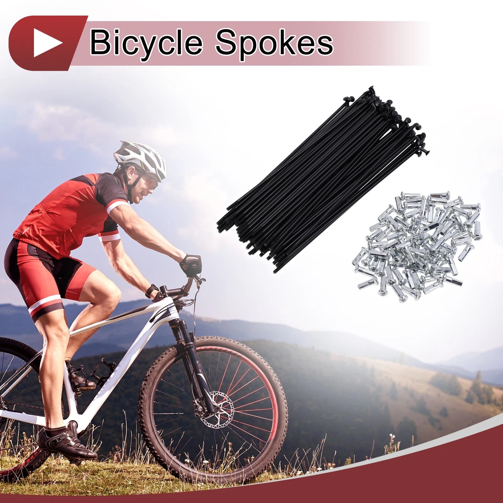 Bicycle Spokes Set 127mm Carbon Steel for 13G Wheel (72 Pack)