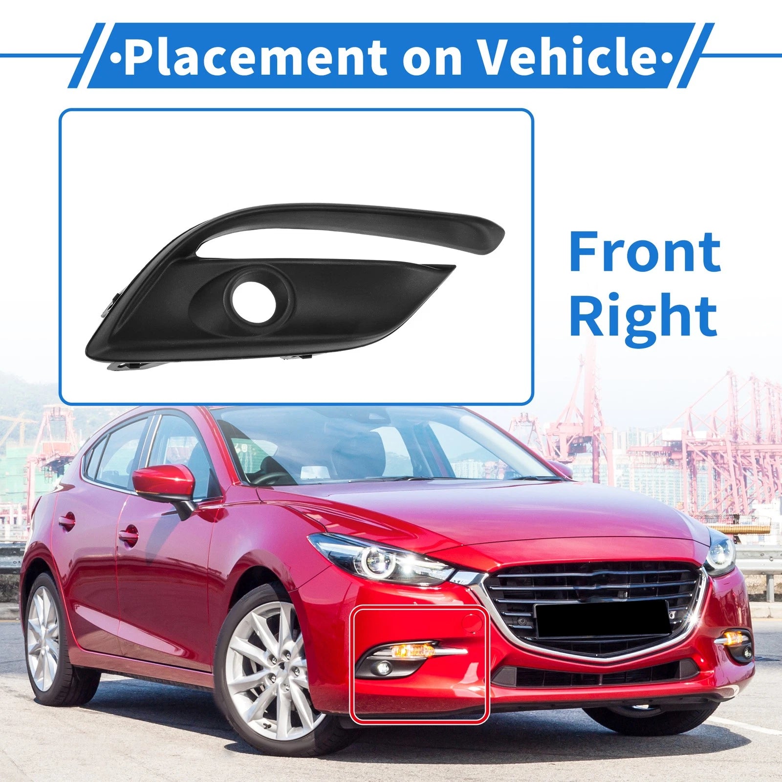 Front Right Fog Light Grill Replacement for Mazda 3 (2017–2018)