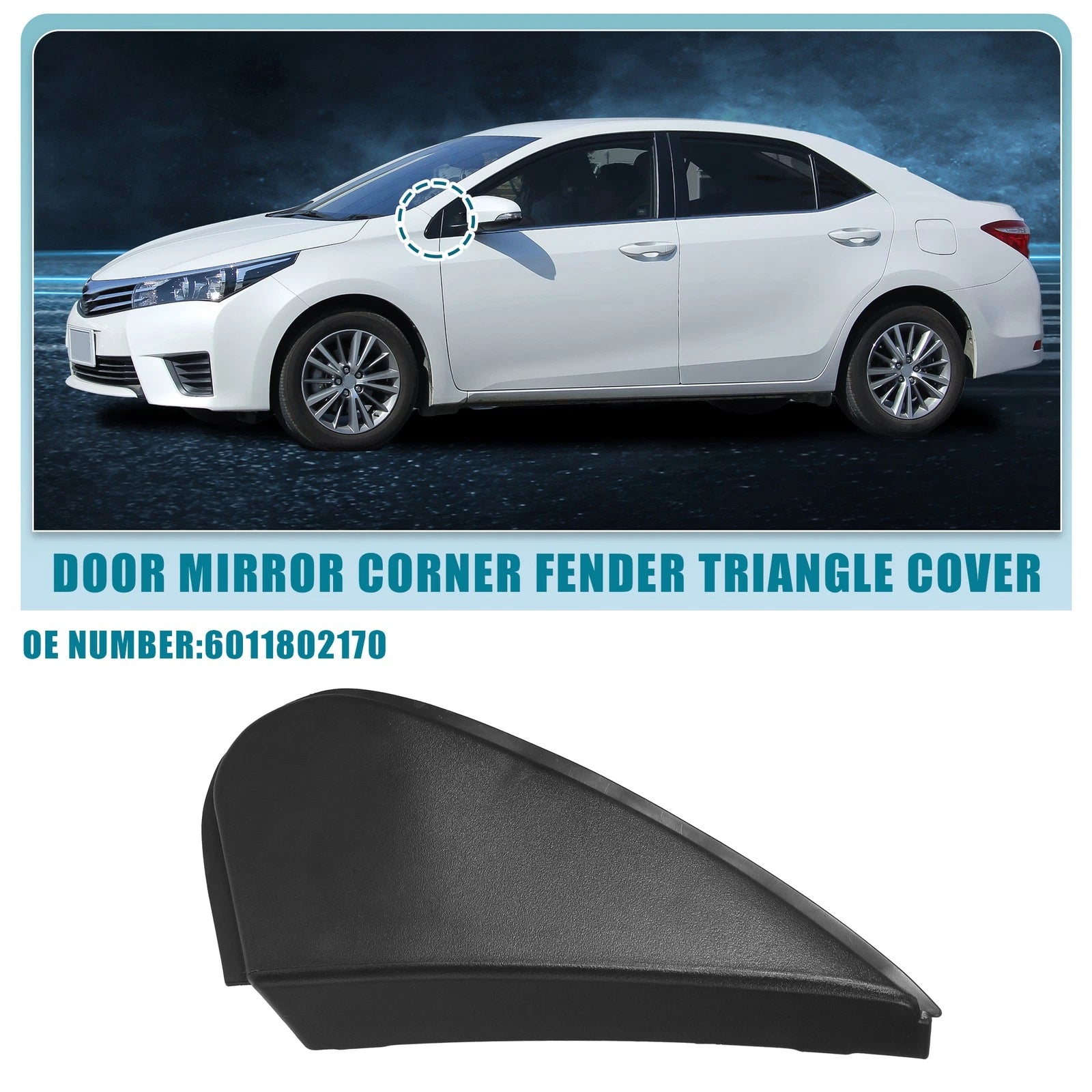 Left Corner Mirror Fender Triangle Cover Replacement for Toyota Corolla (2014–2018)