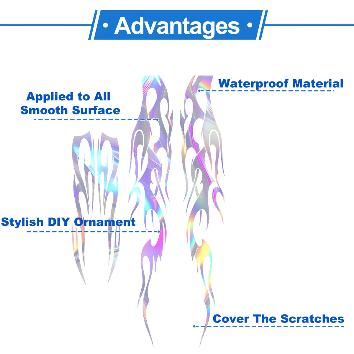 Car Bumper Sticker Decal - Large & Small Flame Pattern - Waterproof