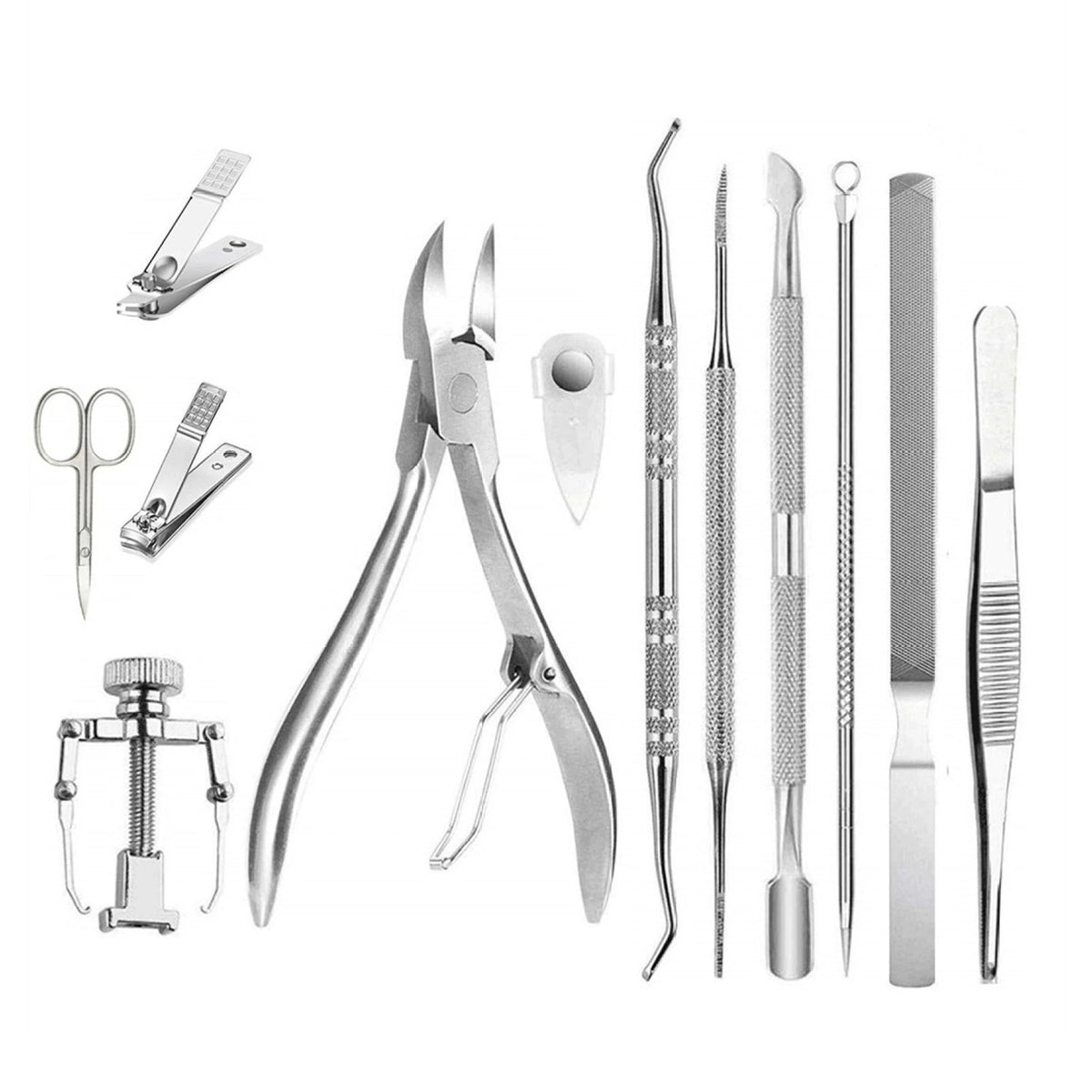 Ingrown Toenail Tool Kit - 12 Pack Clipper Lifter Pusher Nipper File