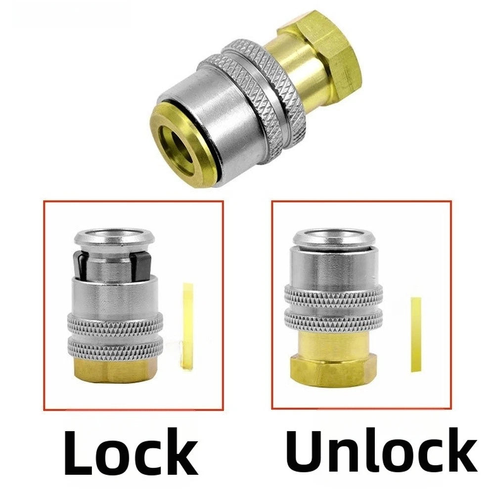 Quick Connect Tire Inflator Adapter Brass Self Locking for Tire Valve Use